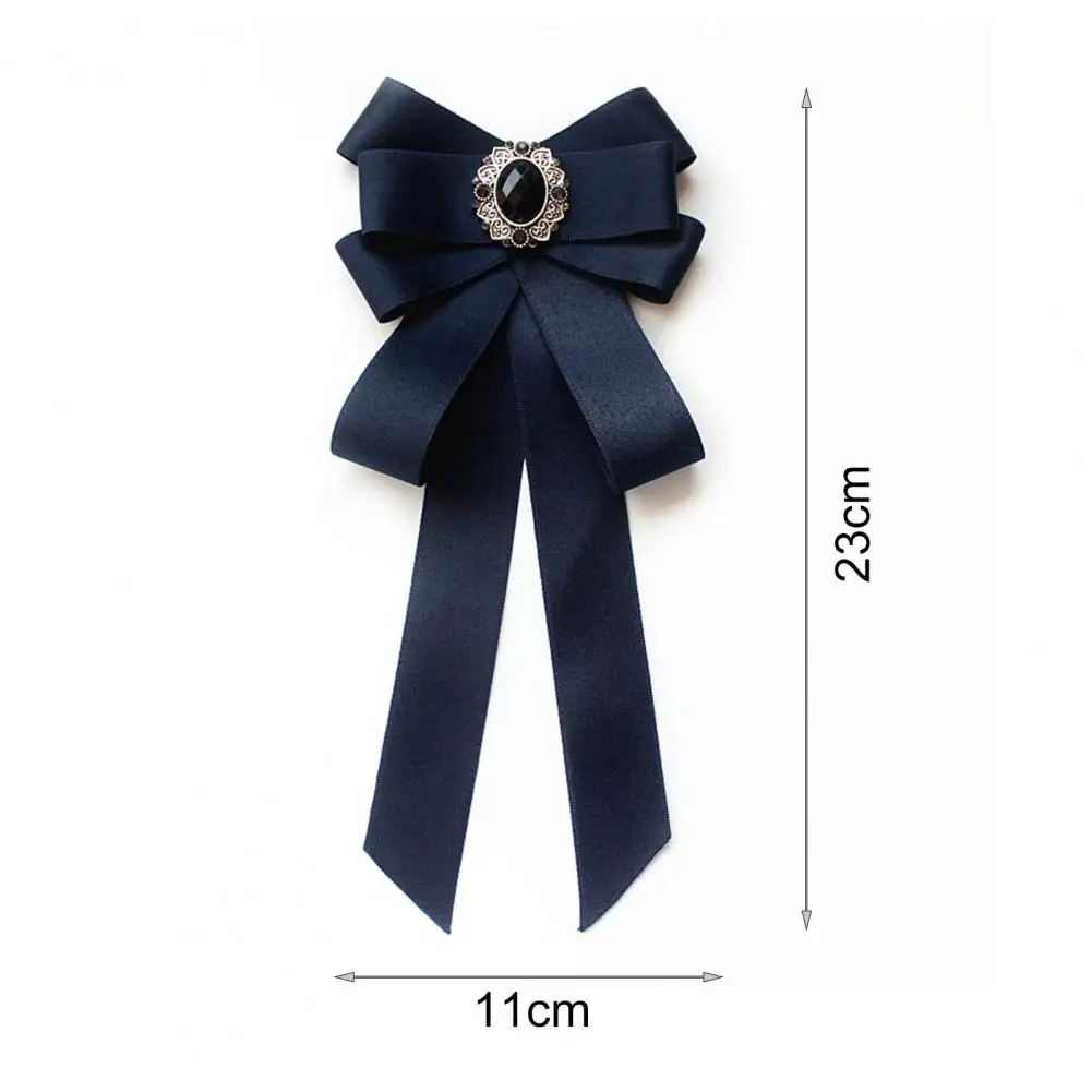 JK Uniform Bowknot Easy to Wear Ladies White Blouse Ribbon Bowknot Pin Strap Fixing Soft Shirt Bowknot for Party