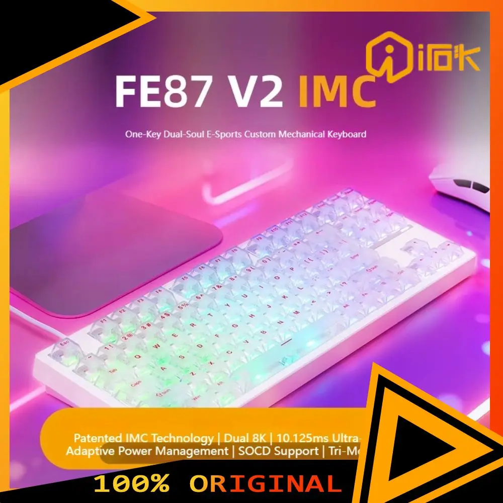 

IROK FE87 V2 IMC Three-mode Mechanical Keyboard Dual 8K Polling Rate 0.125ms Low Latency E-sports Gaming Keyboards Support SOCD