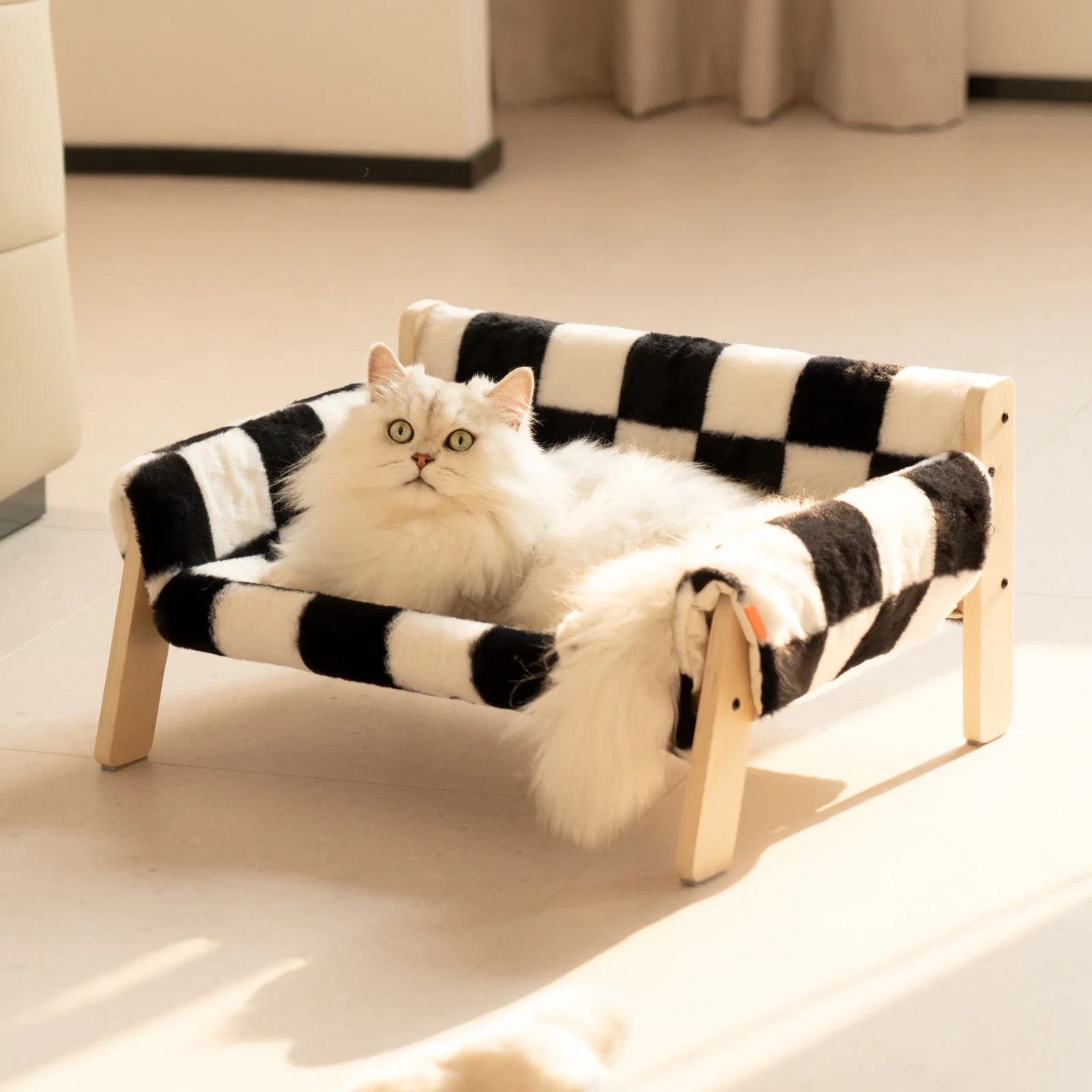 

For Mewoofun Cat Bed SofaWooden, Sturdy Fluffy Cat Couch Bed Dog Beds for Cats and Small Dogs Pet Furniture Elevated