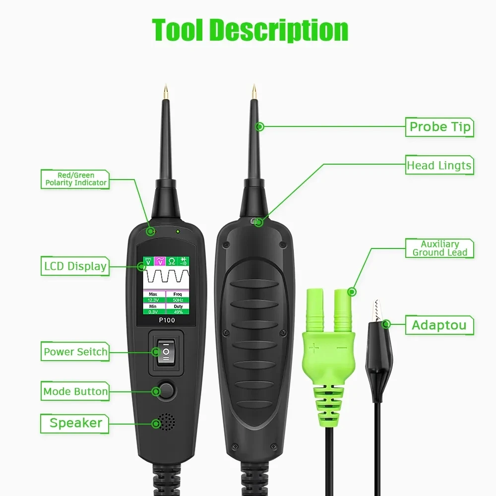 Topdiag JDIAG P100 Power Scan 12V 24V Car Truck Tester per circuiti elettrici sonda Tester per batterie per auto strumento automobilistico PK BT250