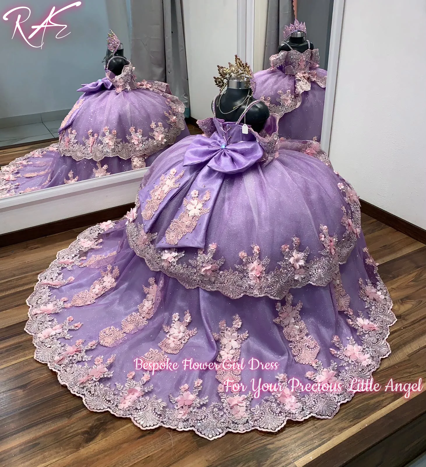 Luxurious Quality Tulle Fluffy Flower Girl Dress With Exquisite Pink Applique For Kids Wedding Birthday Evening Ball Gowns