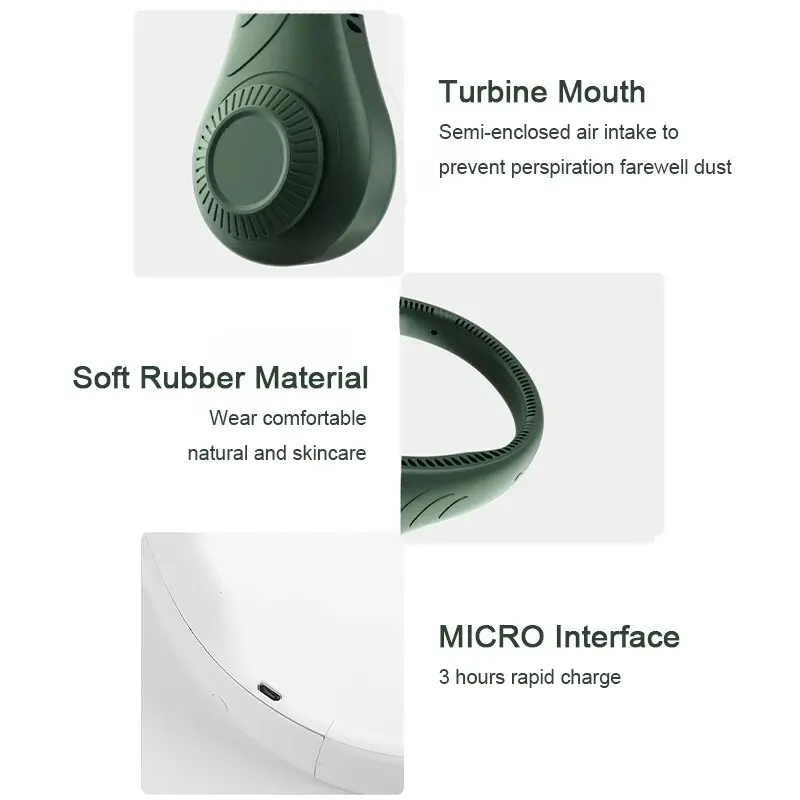 الجملة الأيدي الحرة البسيطة القابلة لإعادة الشحن سماعة تصميم مروحة الرقبة بلا أوراق يمكن ارتداؤها المحمولة معلقة الرقبة مروحة