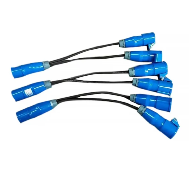 CEE Split Extension Cable Input With 16A/3pin CEE Type Plugs And Output 2way Of 16A/3pin CEE Type Sockets Flexible Cable