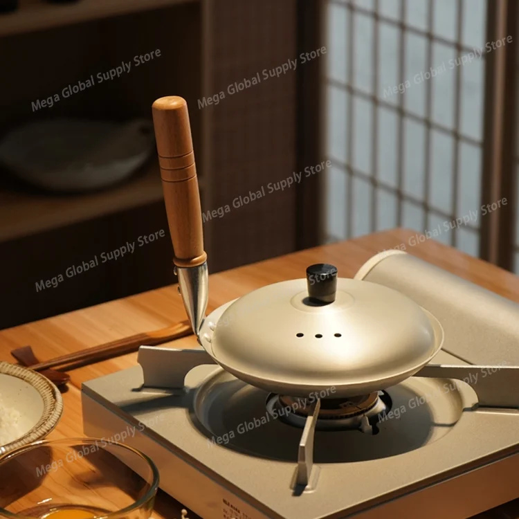 

Japanese kitchen straight-handled frying pan with lid, parent-child donburi pot, household covered rice bowl, egg rice, mini pot