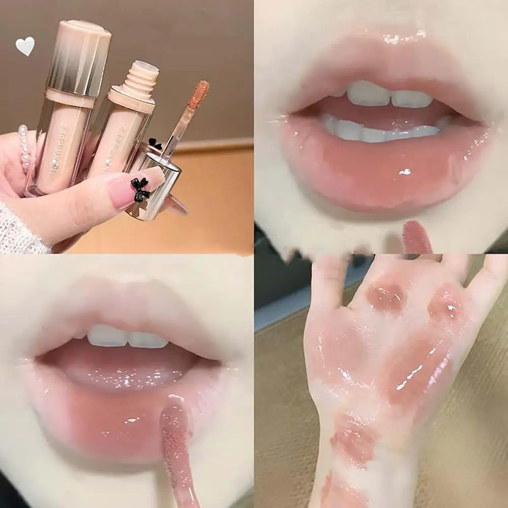 Stylo à lèvres brillant miroir en forme de cœur, repulpant, goyave, rose, brillant, cristal, teinte, Type presse, baume à lèvres, maquillage