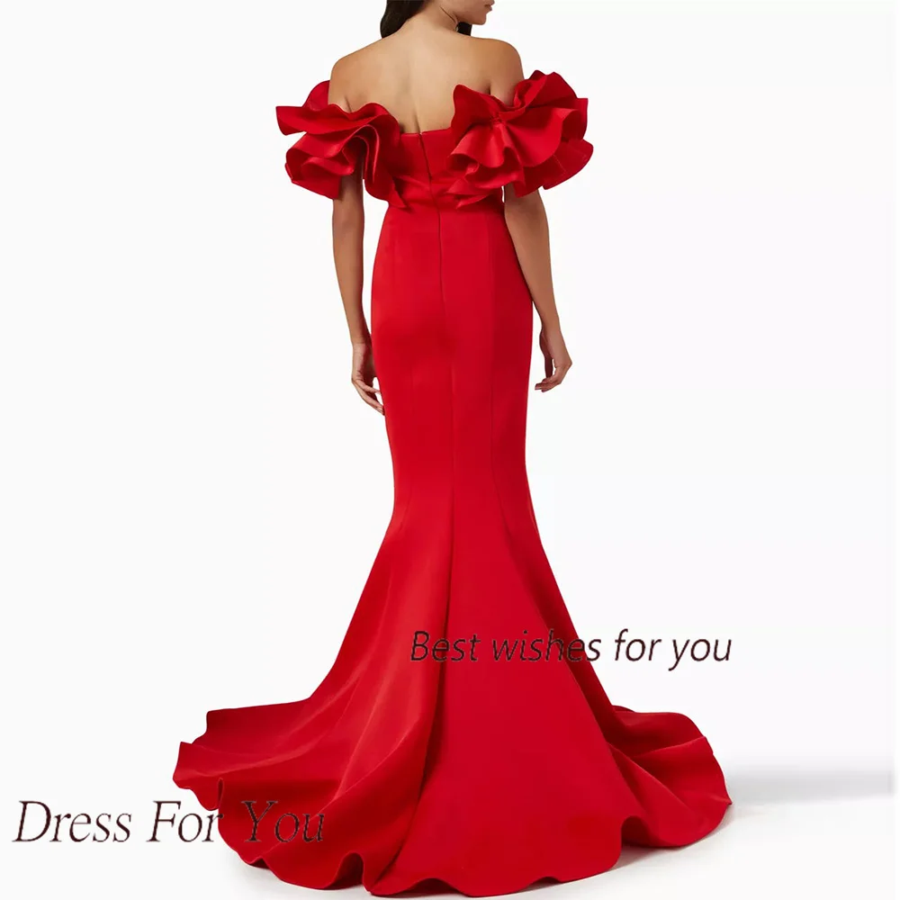 Ruffles Evening Dress For Sexy Women 정장원피스 Vestidos de festa Elegant Crepe Off The Shoulder Cocktail Party Prom Gown 2024