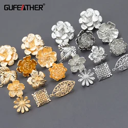 GUFEATHER, 10 pz/lotto, M600, accessori di gioielli, oro 18k rodiato, rame, pass REACH, senza nichel, orecchino a perno, creazione di gioielli
