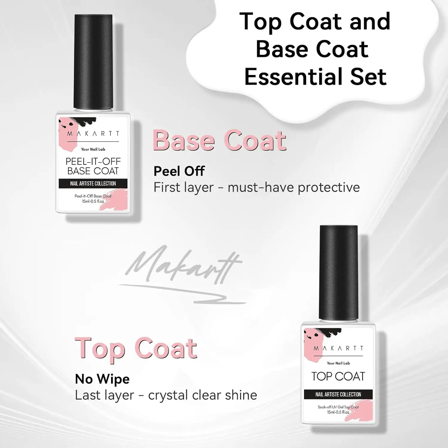 Makartt Peel-Off Base Gel: 15ml UV Gel Base Coat for Easy Removal Peelable Gel Ideal for Gel Nail Polish UV Nail Lamp Required