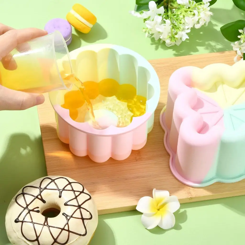 Heart&Star Shape Silicone Baking Molds, 4 Styles Multipurpose Trays for Jelly Pudding Chocolate Snacks,Cake Mold Silicone Molds