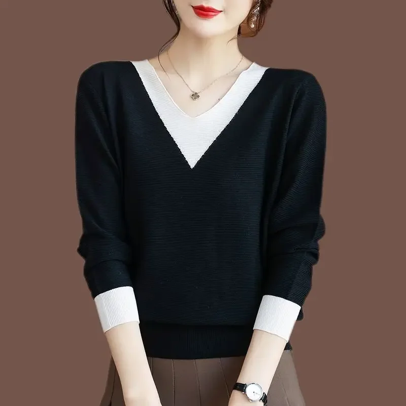 

V-neck Autumn Winter New Thickened Top Loose Knitted Sweater