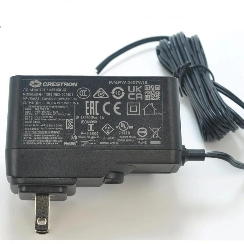 Original New Crestron PW-2407WUL 2045866 24V 0.75A 18W Universal Power Pack adapter EU US