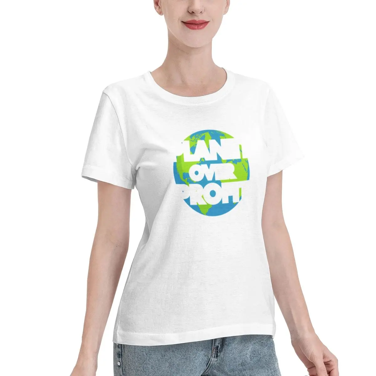 Great Deal Planet Over Profit Fitted Scoop Women's T-shirt Youthful Travel Wear Top