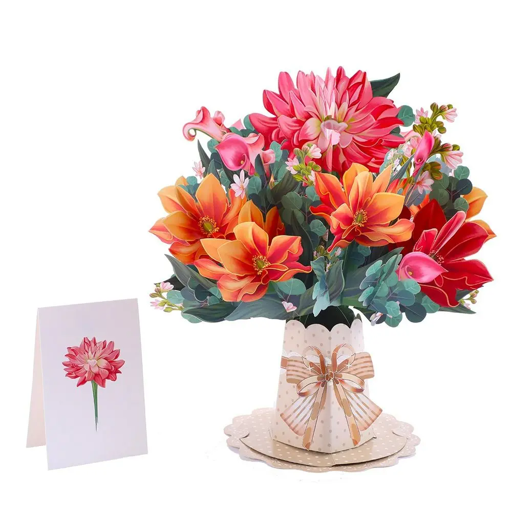 

Carving Flower Mother's Day Birthday Greeting Card Paper Wishing 3D Pop Up Greeting Card Creative Handmade Thank You Card