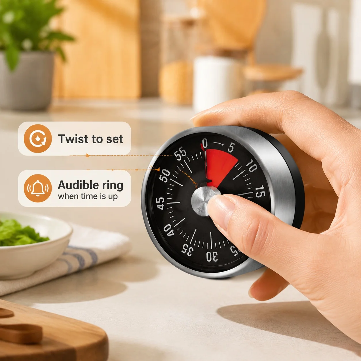 Countdown Reminder Magnetic Mechanical Visual Timers Classroom Baking Clock For Teaching Meeting Kitchen Cooking Baking Working