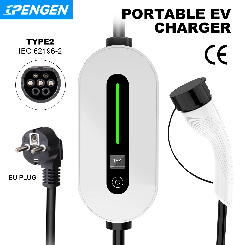 IPENGEN Electric Car Charger Type 2 Charging Cable EV Charging Station Wallbox EVSE Electric Charger for Nissan Leaf Charger 16A