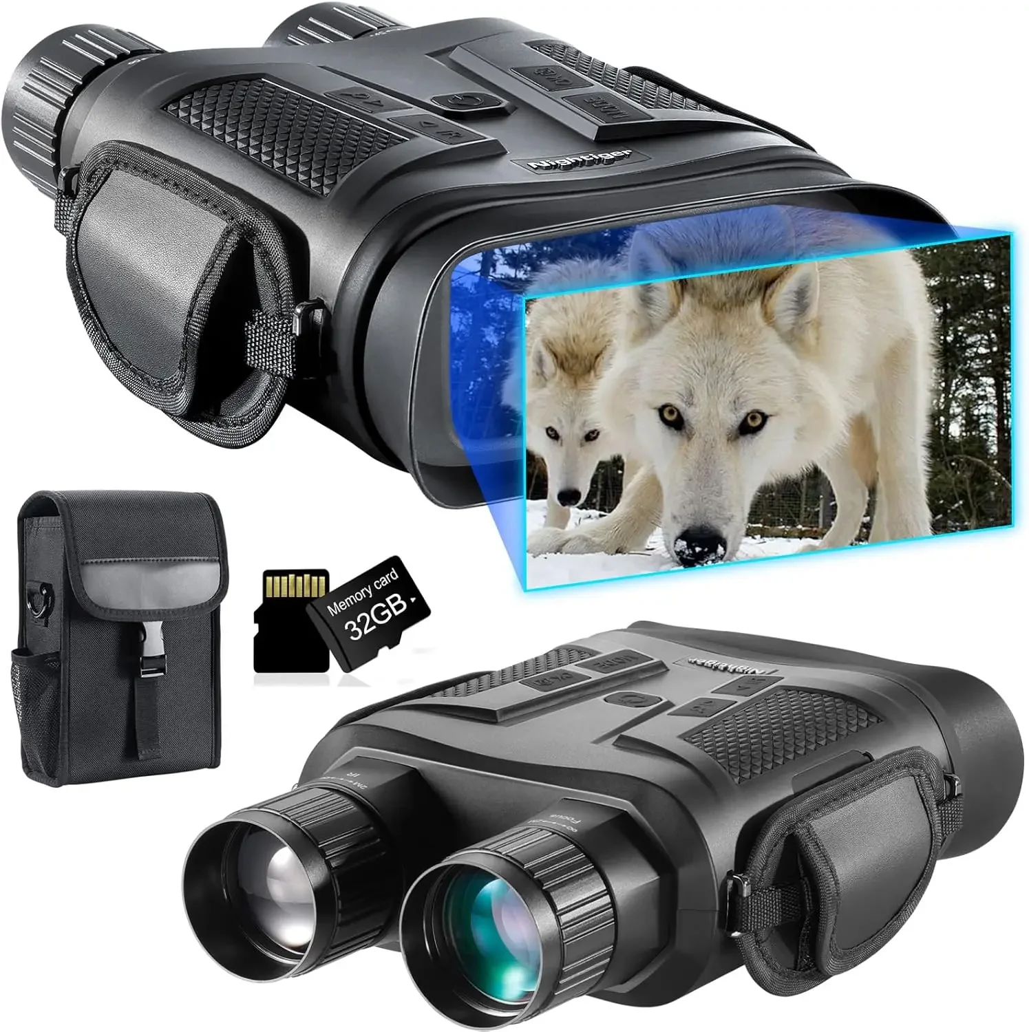 Super Night Vision Binoculars with Ranging Function - Built-in 7000mAh Rechargeable Battery, Long Viewing Range