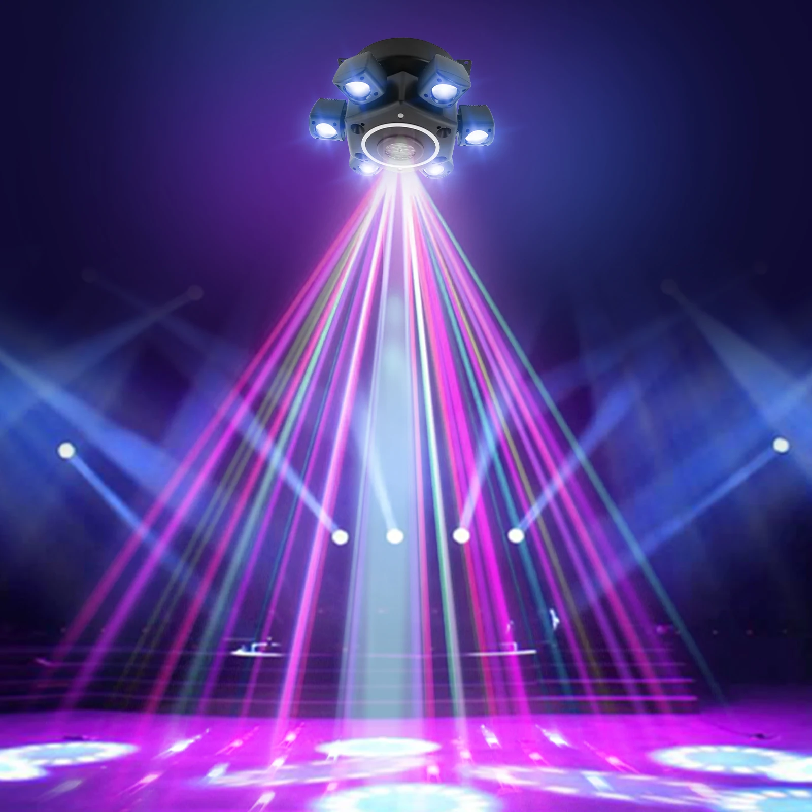 100W RGBW ステージライト、レーザー＆ストロボ付き、24CH DMX512 サウンドアクティブLEDエフェクトライト、DJパーティー、バー、クラブ向け