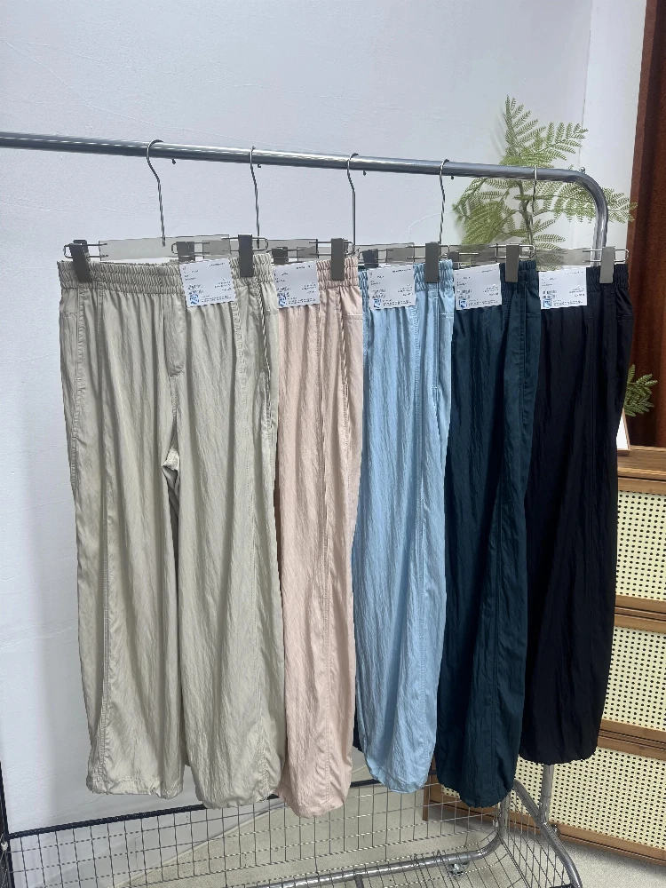 

Весна 2025: Женские свободные универсальные брюки-парашюты с эластичным поясом, прямые, с высокой талией, длинные