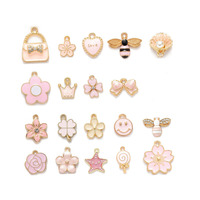 10PCS New Jewelry Making Charms Pink Compound Metal Plated Pendant Forcharms For Jewelry MakingHandmade Jewelry Accessories