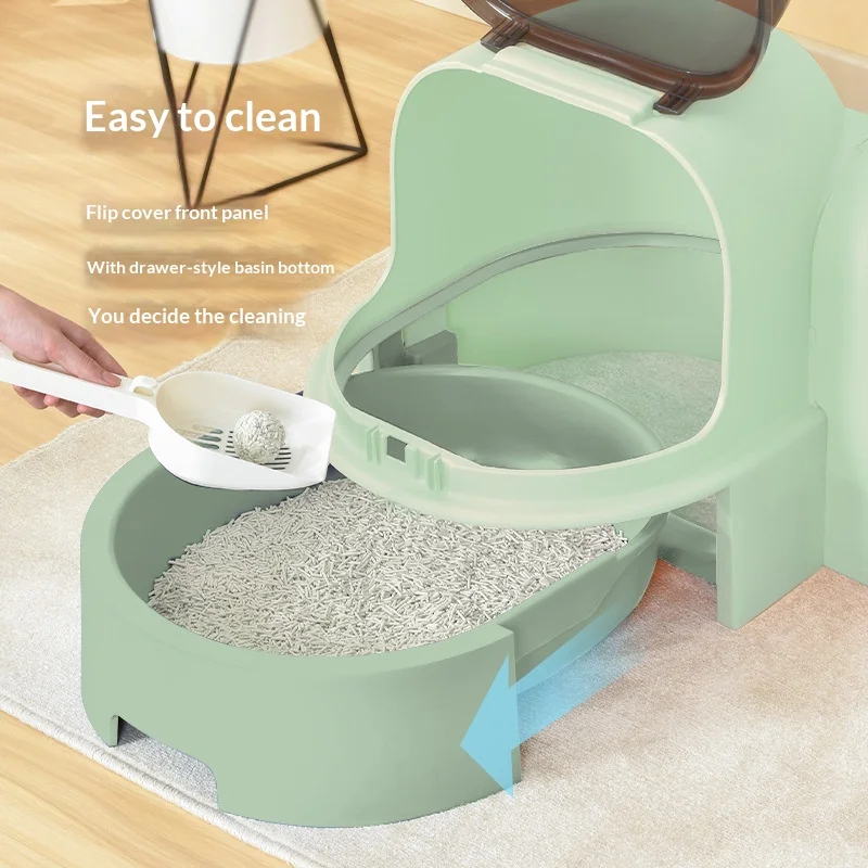 Caja de arena grande para gatos con pasillo cerrado y control de olores - imagen 5