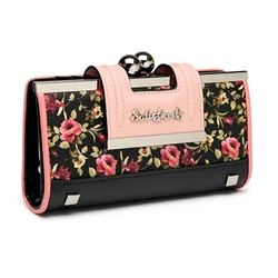 Sally Young Portafoglio da donna di lusso Borsa in pelle PU Portamonete lungo Slot per 10 carte e porta carte con pochette a clip Portafoglio da donna