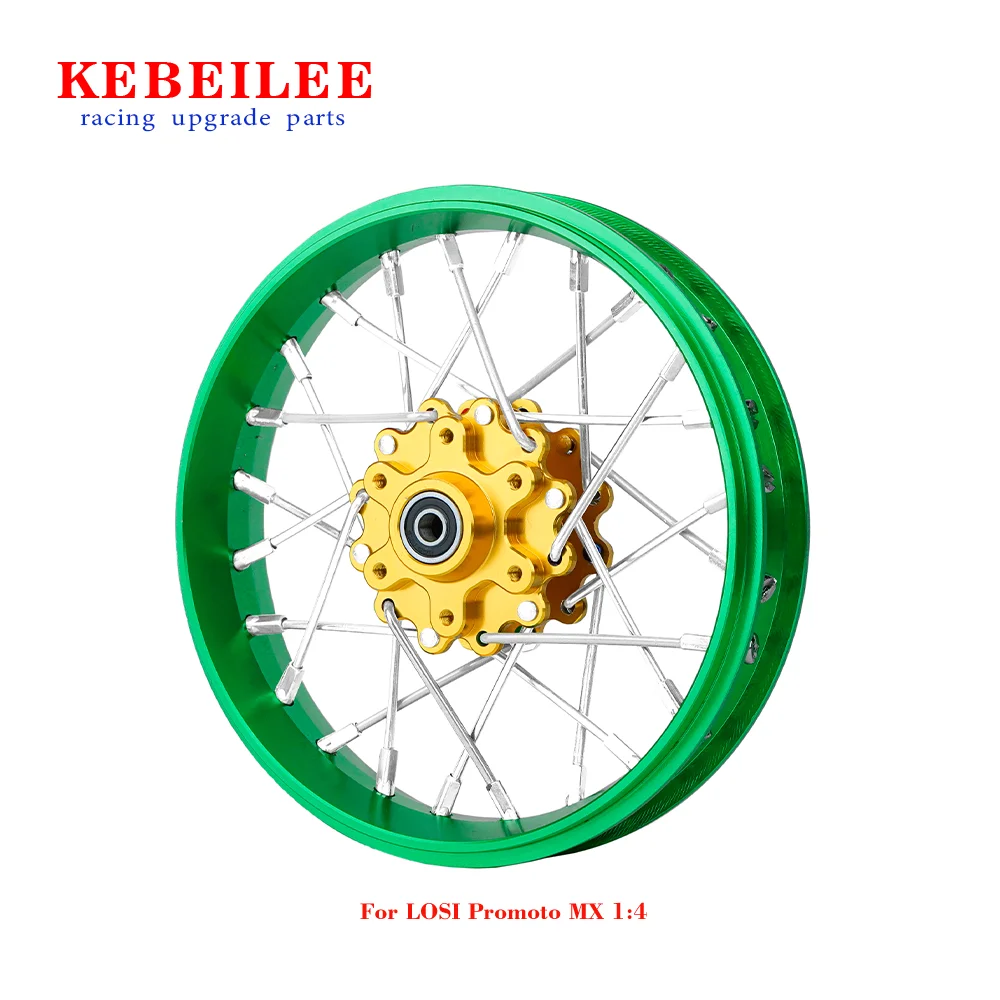 KEBEILEE CNC Aluminum Front Wheel V2 For LOSI Promoto MX motorcycle  1:4 Green