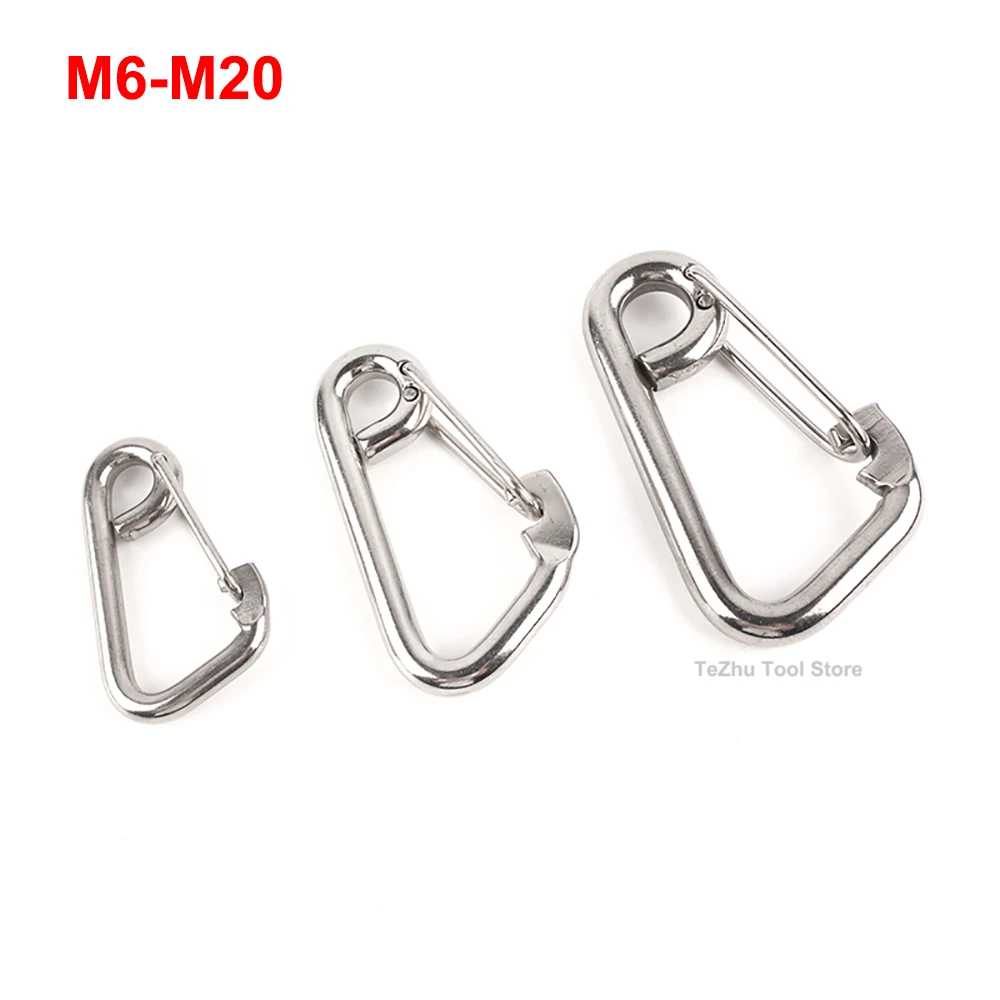 

1PCS M6-M20 Snap Hook Link Spring Clasps 304 Stainless Steel Spring Buckle Safety Mountaineering Hook shackle