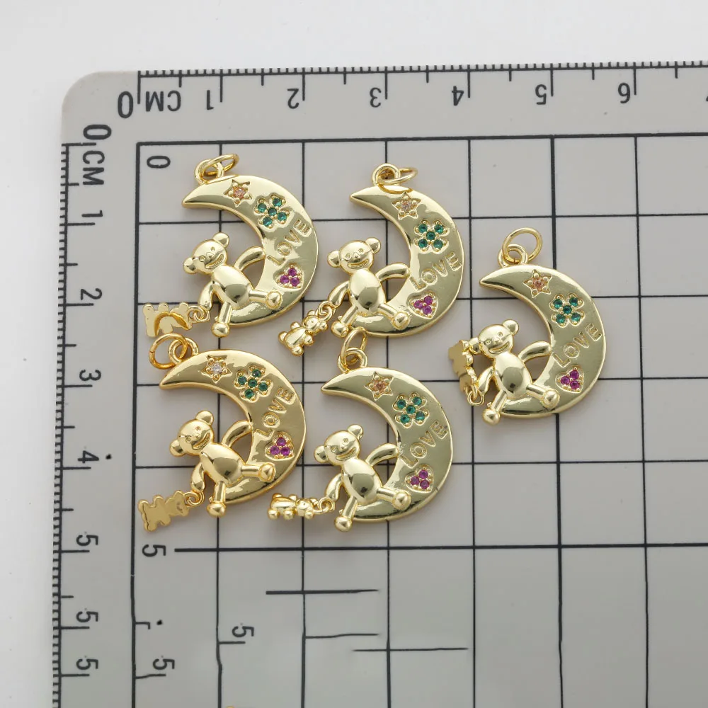 5 قطعة/الوحدة لطيف ستار القمر سحر لصنع المجوهرات لوازم الذهب اللون الزركون Diy أقراط سوار قلادة المفاتيح بالجملة