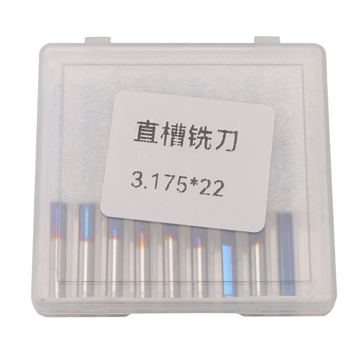 

Сысканный! 10 шт., 3,175, прямая концевая фреза с синим покрытием, 2 флейты, твердосплавная фреза для дерева, МДФ, пластика, гравировальная фреза с ЧПУ