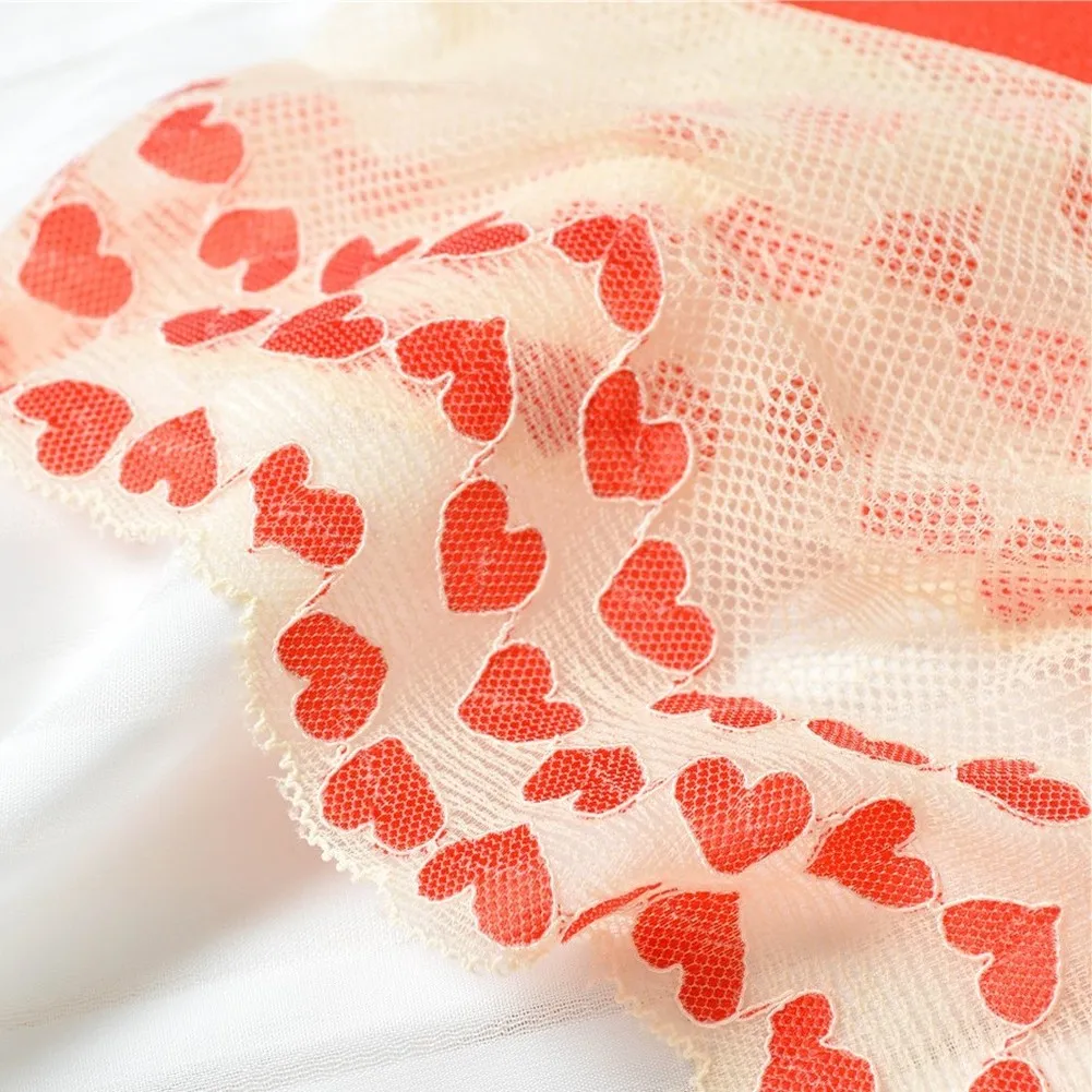 For Bedroom for romance Sheer Mesh Briefs See Through Briefs 90 Polyester Blend 10 Spandex Stretch Heart Pattern Print