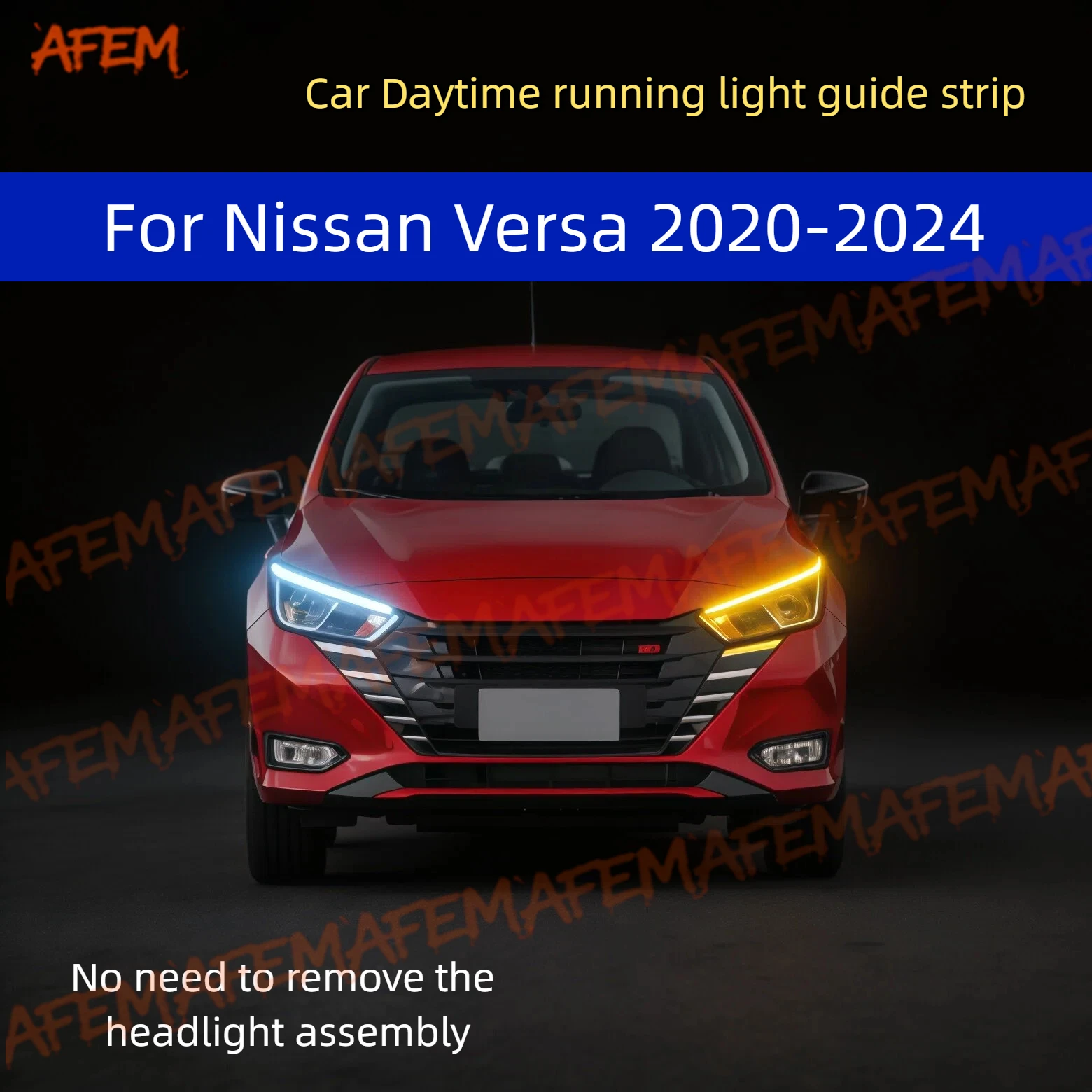 2 Stück 12V LED-Lichtleisten für Autoscheinwerfer, Tagfahrlicht, Blinker, DRL, Fahrzeugmodifikation für Nissan Versa 2020-2024