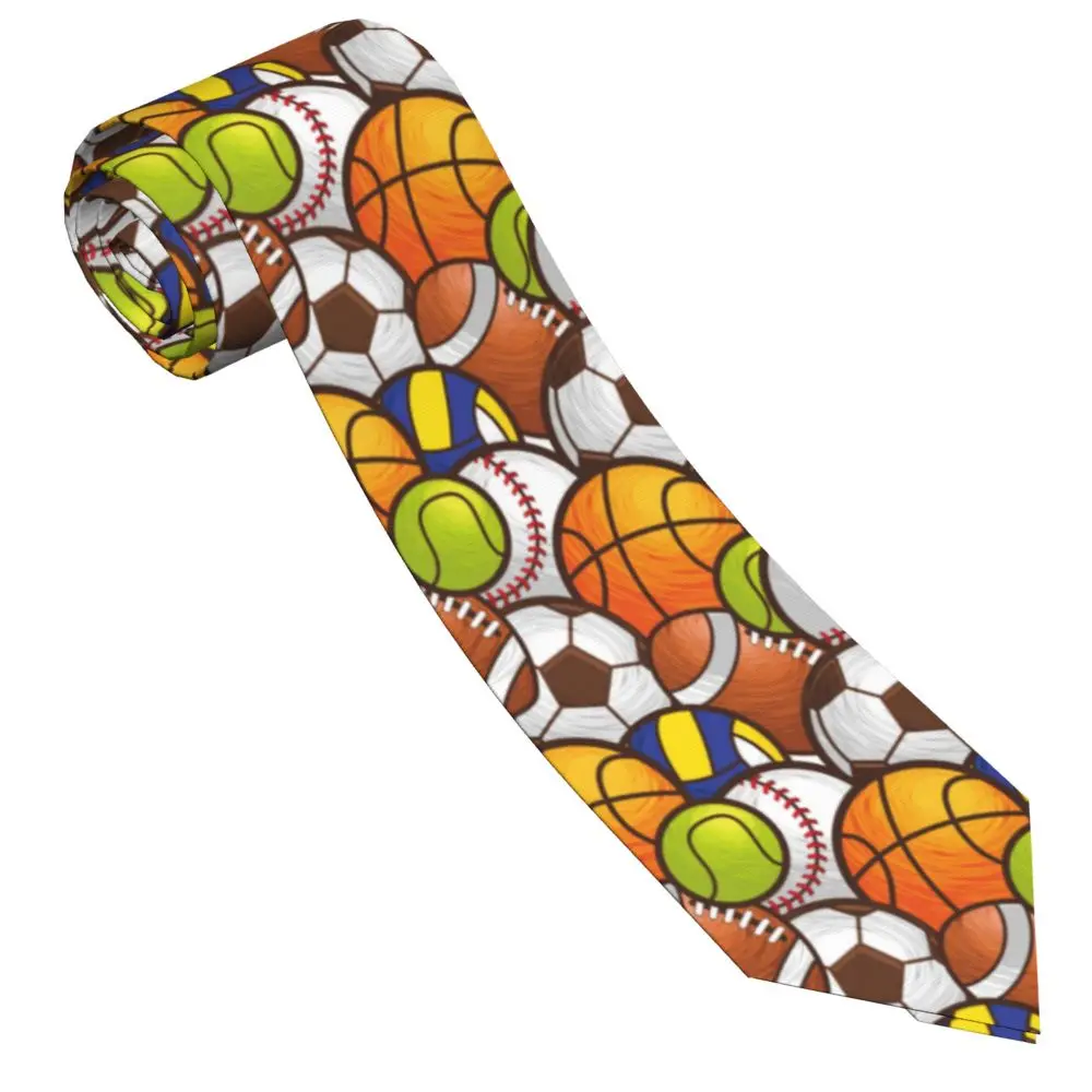 

Sport Ball Neckties Unisex Polyester 8 cm Rugby Football Basketball Neck Ties for Mens Silk Wide Shirt Accessories