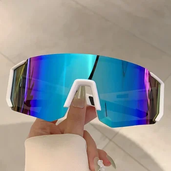 Gafas de sol deportivas sin montura de gran tamaño para mujer, gafas de sol con escudo sin marco a la moda para hombre, gafas de montaña para bicicleta al aire libre 2024