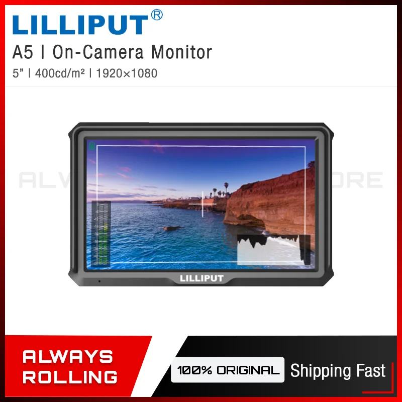 Видеомонитор LILLIPUT A5 5 дюймов, 1920x1080, IPS, с защитой от солнца, для DSLR-камер, с поддержкой 4K HDMI, двойной слот для аккумуляторов NP-F