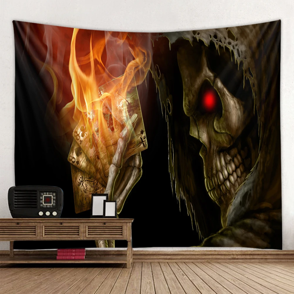 Home Decor Cool Horror Halloween Skull Print Pattern Tapestry Living Room Bedroom Wall Decoration Background Cloth 