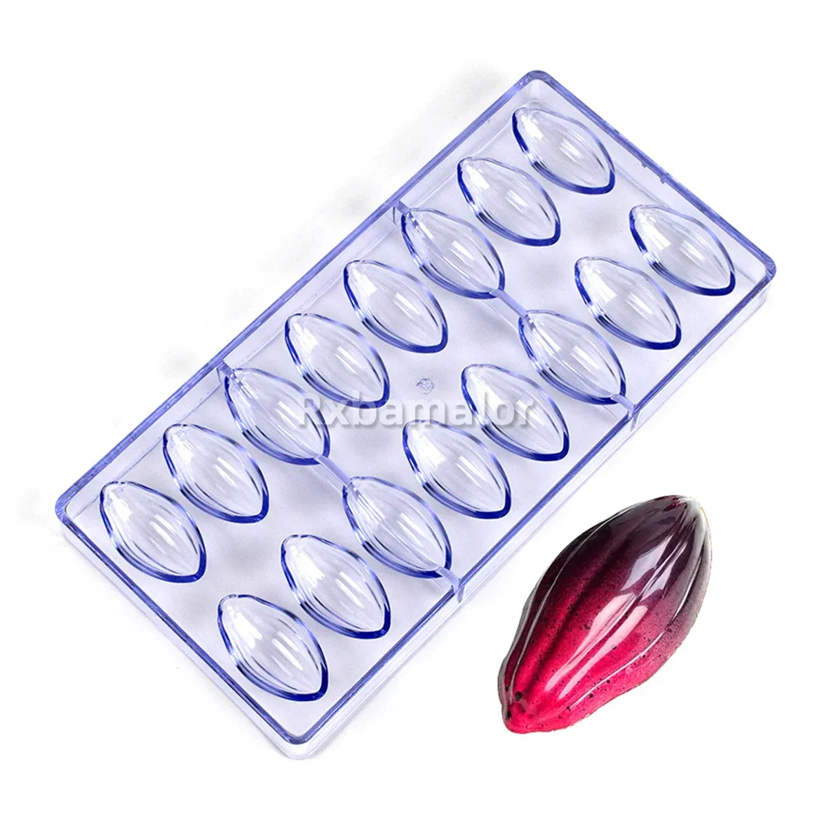 16 Cavity Polycarbonate Chocolate Candy Mold, Cocoa Bean Shape Confectionery Mould, DIY Baking Pastry Tool for Home Bakers