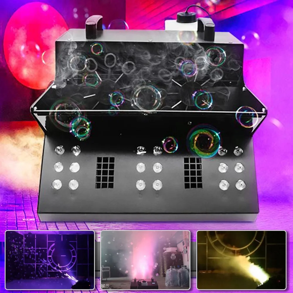 

LED 1500W Smoke Bubble Machine RGB DMX512 Remote Control For Wedding Party Fog Stage Bar Concert Effect Machine DJ Disco Lamp