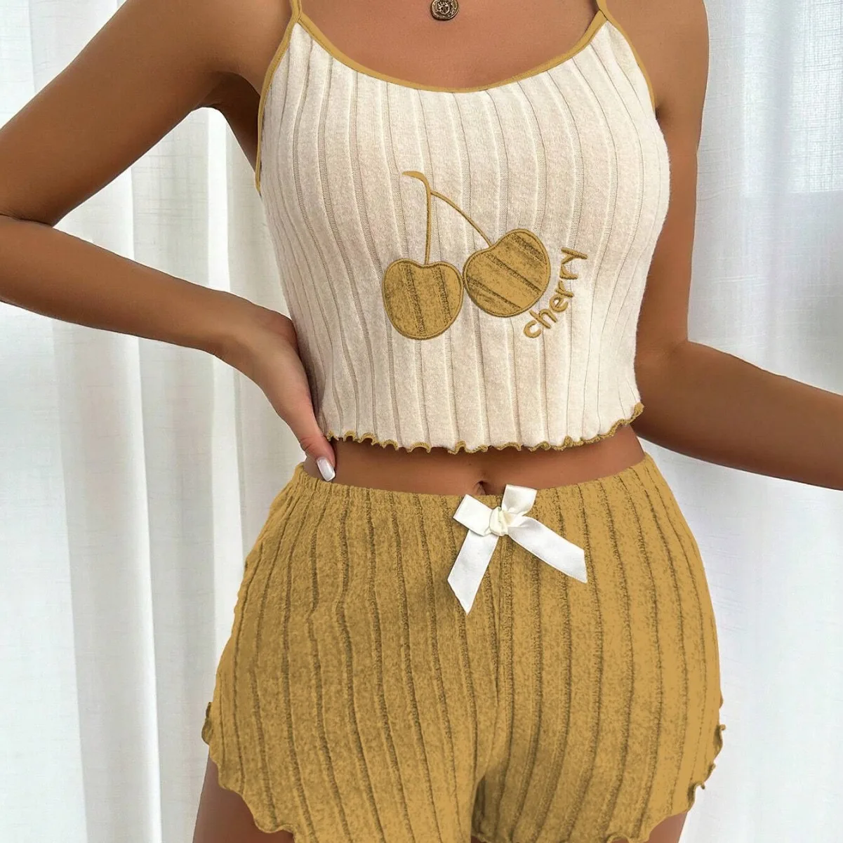 ملابس نوم مطرزة للنساء شورت قصير متدفق ملابس منزلية رقيقة صيفية بدون أكمام طقم ثوب نوم ملابس داخلية مريحة