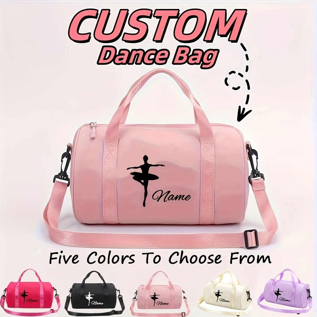 1pc Customizable Letter Dancer Print Handbag, Large Capacity Crossbody Bag, Multi-Color Options Fashion Storage Bag, Suitable