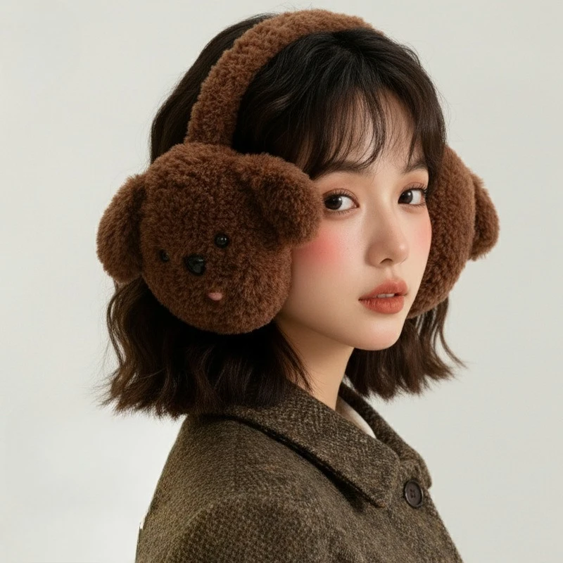 Winter Foldable Plush Earmuffs, Thick Fleece Lined Cold‑Proof Ear Warmers, Portable Outdoor Ear Protection Muffs for Cold