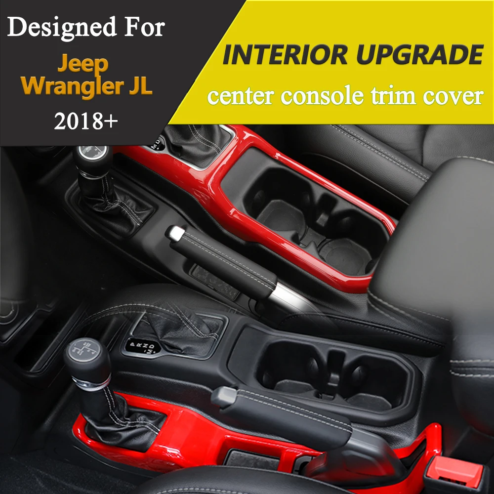 Interior Mouldings for Jeep Wrangler JL 2018-2023 4WD Gear Panel Decoration Cup Holder Panel Trim Carbon Fiber Car Accessories