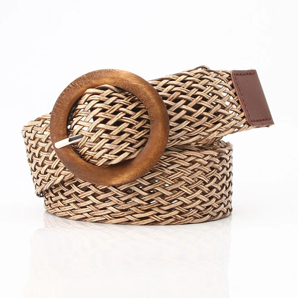 

2pcs Braided Women Waist Belt Beige Weaving Ethnic Style Adjustable Fashion Sequin Silver Chain Belts for Dress Pants