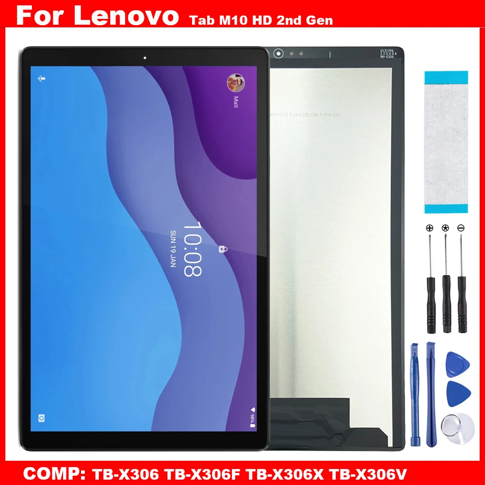 AAA pour Lenovo Tab M10 HD 2nd Isabel X306 TB-X306F TB-X306X TB-X306 TB-X306V 10.1 LCD écran tactile Hébergements eur verre assemblée