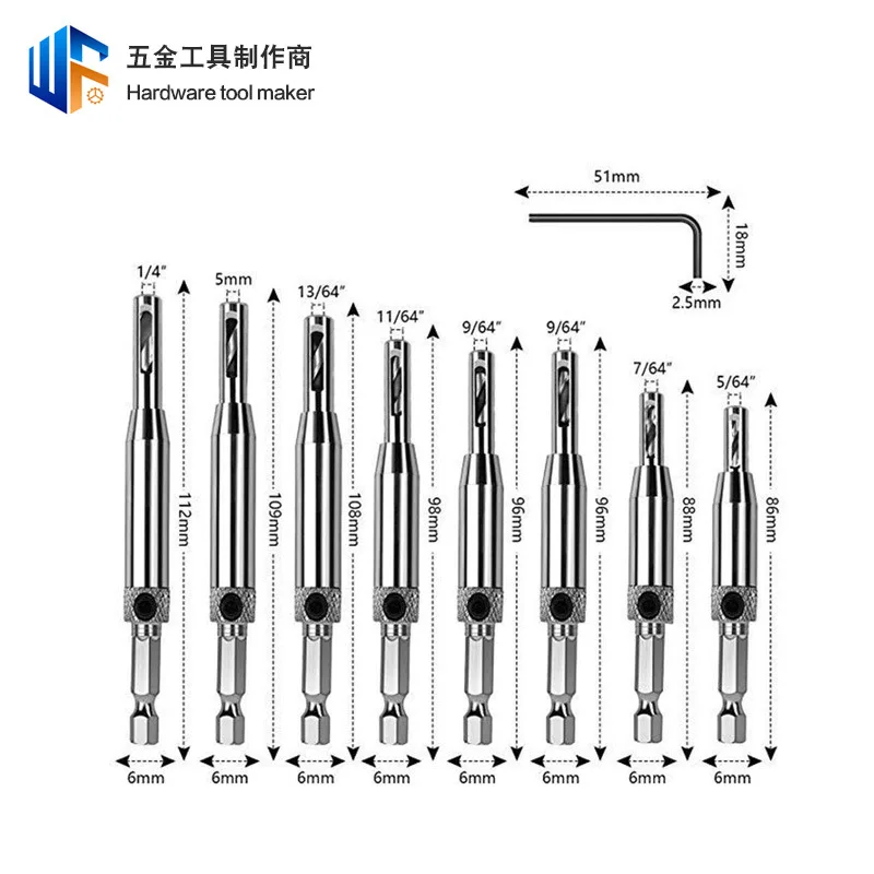 Hexagon Handle Pagoda Drill Metal Positioning Center Punch Combination Tool Hinged Hole Opener Woodwork Drill Bit