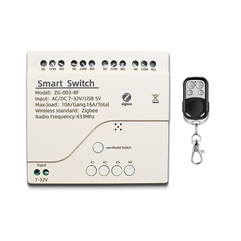 4CH Zigbee 3.0 Wifi Relay Module DC7V-32V RF Smart Switch Work With Tuya Smart Life APP Self-Locking Inching Mode