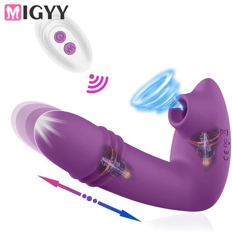 Vibrador de succión usable con carga USB para mujer, estimulador de clítoris y Vagina, consolador telescópico con Control remoto, Juguetes sexuales