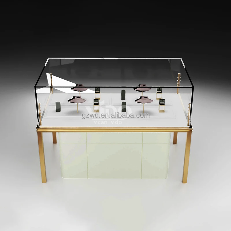 Custom. High-End Moderne Luxe Gouden Sieraden Display Showcase