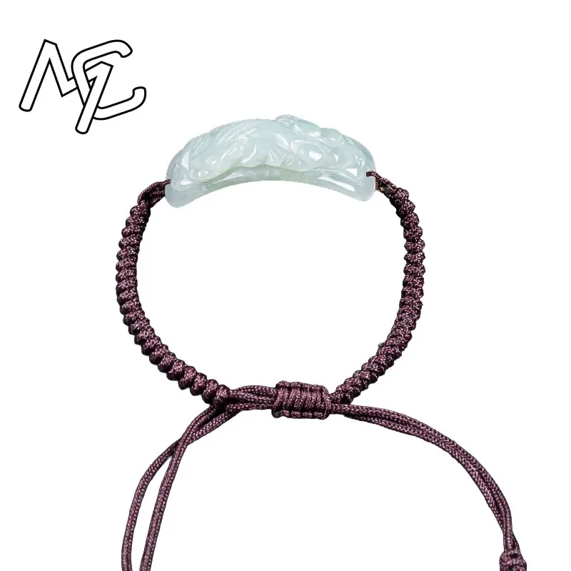 Burmese Jadeite Pixiu Bracelet Carved Hand Knitting Natural Jade Bracelet Bangle Accessories Fashion Vintage Real Jewelry Charm view 5