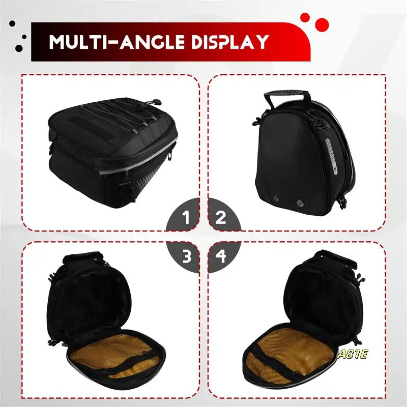 

Universal Motorcycle Tail Bag Expandable 8-10L Universal Rear Luggage Storage Bag With Shoulder Straps And Rain Cover