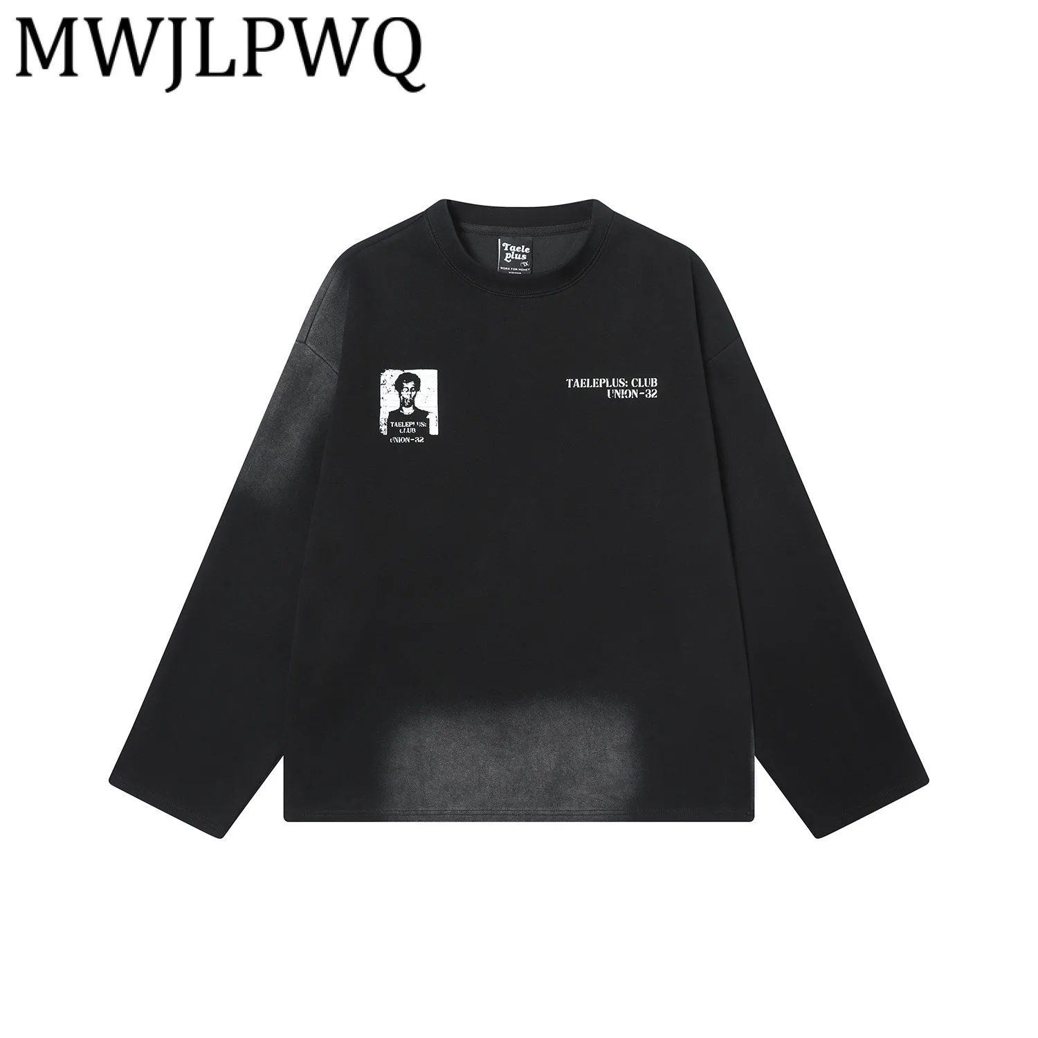 

MWJLPWQ модная футболка с круглым воротником American Street, осень 2022, новая мода, свободный универсальный винтажный топ с длинными рукавами 21560